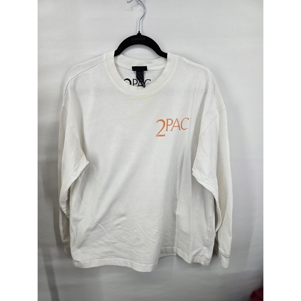 H&M 2Pac Tupac Shakur Oversized Long Sleeve Graphic T-Shirt Cream Mens Medium